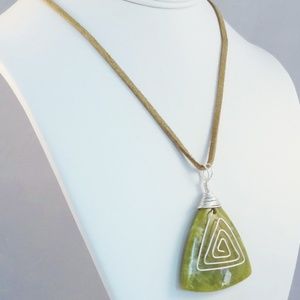 Sterling Silver Stone Pendant Necklace Handmade